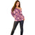 Pink Hawaii Plumeria With Tropical Flowers Motifs Off Shoulder Sweater