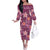 Pink Hawaii Plumeria With Tropical Flowers Motifs Off The Shoulder Long Sleeve Dress