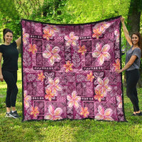 Pink Hawaii Plumeria With Tropical Flowers Motifs Quilt LT14 - Polynesian Pride