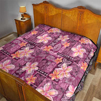 Pink Hawaii Plumeria With Tropical Flowers Motifs Quilt LT14 - Polynesian Pride