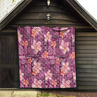 Pink Hawaii Plumeria With Tropical Flowers Motifs Quilt LT14 - Polynesian Pride