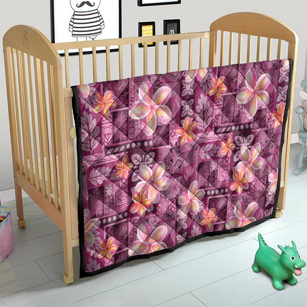 Pink Hawaii Plumeria With Tropical Flowers Motifs Quilt LT14 - Polynesian Pride