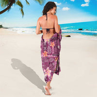 Pink Hawaii Plumeria With Tropical Flowers Motifs Sarong