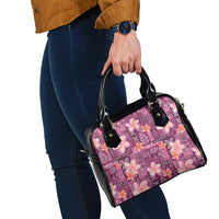 Pink Hawaii Plumeria With Tropical Flowers Motifs Shoulder Handbag LT14 - Polynesian Pride