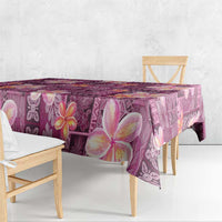 Pink Hawaii Plumeria With Tropical Flowers Motifs Tablecloth