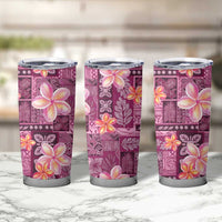 Pink Hawaii Plumeria With Tropical Flowers Motifs Tumbler Cup