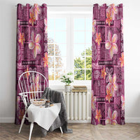 Pink Hawaii Plumeria With Tropical Flowers Motifs Window Curtain