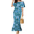 Cyan Hawaii Plumeria With Tropical Flowers Motifs Family Matching Mermaid Dress and Hawaiian Shirt