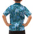 Cyan Hawaii Plumeria With Tropical Flowers Motifs Family Matching Off Shoulder Short Dress and Hawaiian Shirt