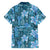 Cyan Hawaii Plumeria With Tropical Flowers Motifs Family Matching Off Shoulder Short Dress and Hawaiian Shirt