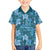 Cyan Hawaii Plumeria With Tropical Flowers Motifs Family Matching Off Shoulder Short Dress and Hawaiian Shirt