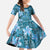 Cyan Hawaii Plumeria With Tropical Flowers Motifs Family Matching Puletasi and Hawaiian Shirt