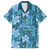 Cyan Hawaii Plumeria With Tropical Flowers Motifs Family Matching Puletasi and Hawaiian Shirt