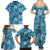 Cyan Hawaii Plumeria With Tropical Flowers Motifs Family Matching Summer Maxi Dress and Hawaiian Shirt