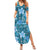 Cyan Hawaii Plumeria With Tropical Flowers Motifs Family Matching Summer Maxi Dress and Hawaiian Shirt