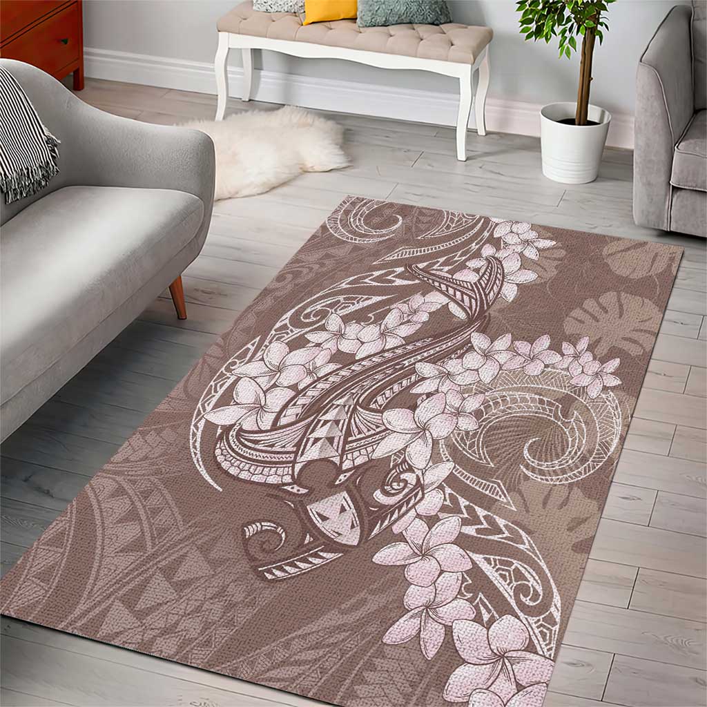 Polynesia Hammerhead Shark Tattoo With Plumeria Lei Area Rug