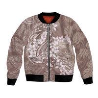 Polynesia Hammerhead Shark Tattoo With Plumeria Lei Bomber Jacket LT14 Unisex Mocha - Polynesian Pride