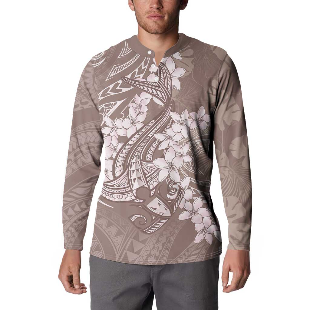Polynesia Hammerhead Shark Tattoo With Plumeria Lei Button Sweatshirt LT14 - Polynesian Pride