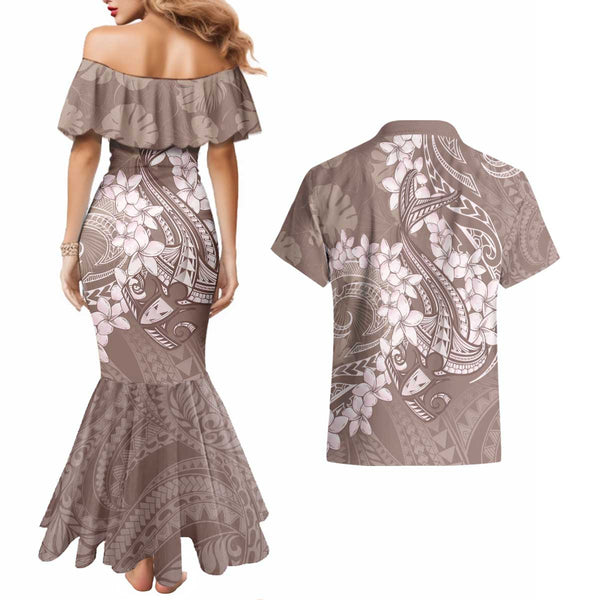 Polynesia Suicide Prevention Awareness Couples Matching Mermaid Dress and Hawaiian Shirt Your Life Is Worth Living For Polynesian Gold Pattern LT14
