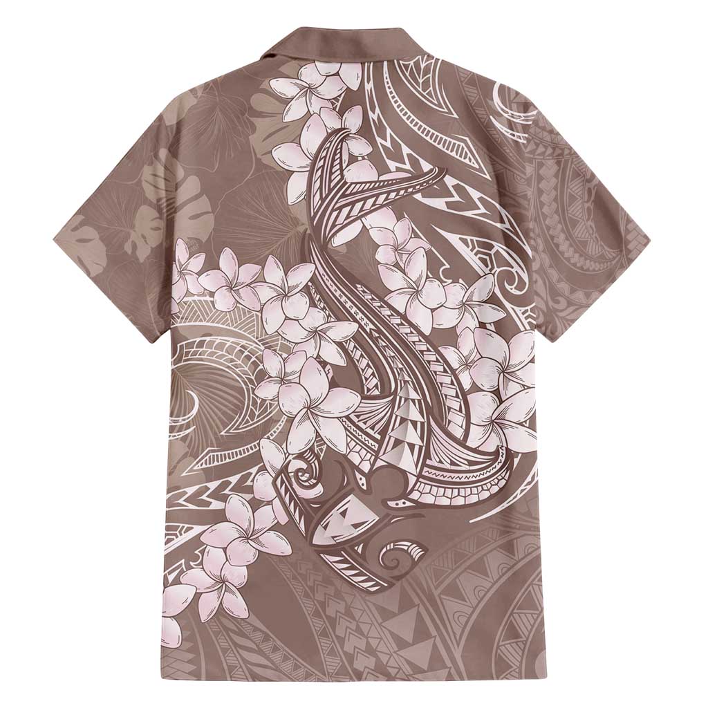 Polynesia Hammerhead Shark Tattoo With Plumeria Lei Family Matching Tank Maxi Dress and Hawaiian Shirt