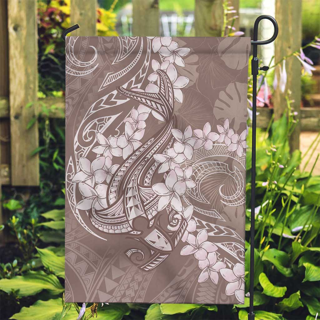 Polynesia Hammerhead Shark Tattoo With Plumeria Lei Garden Flag