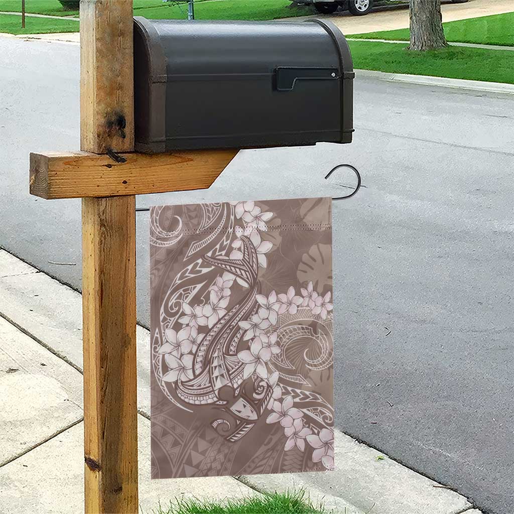 Polynesia Hammerhead Shark Tattoo With Plumeria Lei Garden Flag