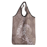 Polynesia Hammerhead Shark Tattoo With Plumeria Lei Grocery Bag