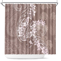 Polynesia Hammerhead Shark Tattoo With Plumeria Lei Shower Curtain LT14 Mocha - Polynesian Pride