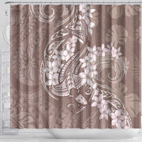 Polynesia Hammerhead Shark Tattoo With Plumeria Lei Shower Curtain LT14 - Polynesian Pride