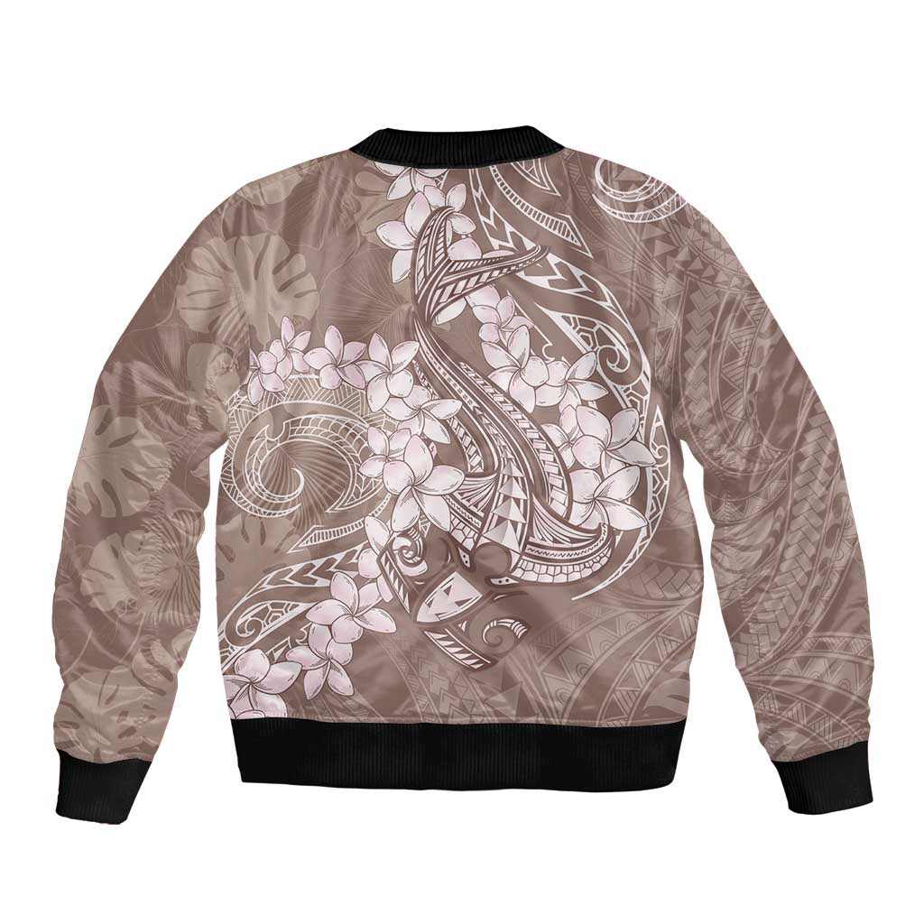 Polynesia Hammerhead Shark Tattoo With Plumeria Lei Sleeve Zip Bomber Jacket LT14 - Polynesian Pride