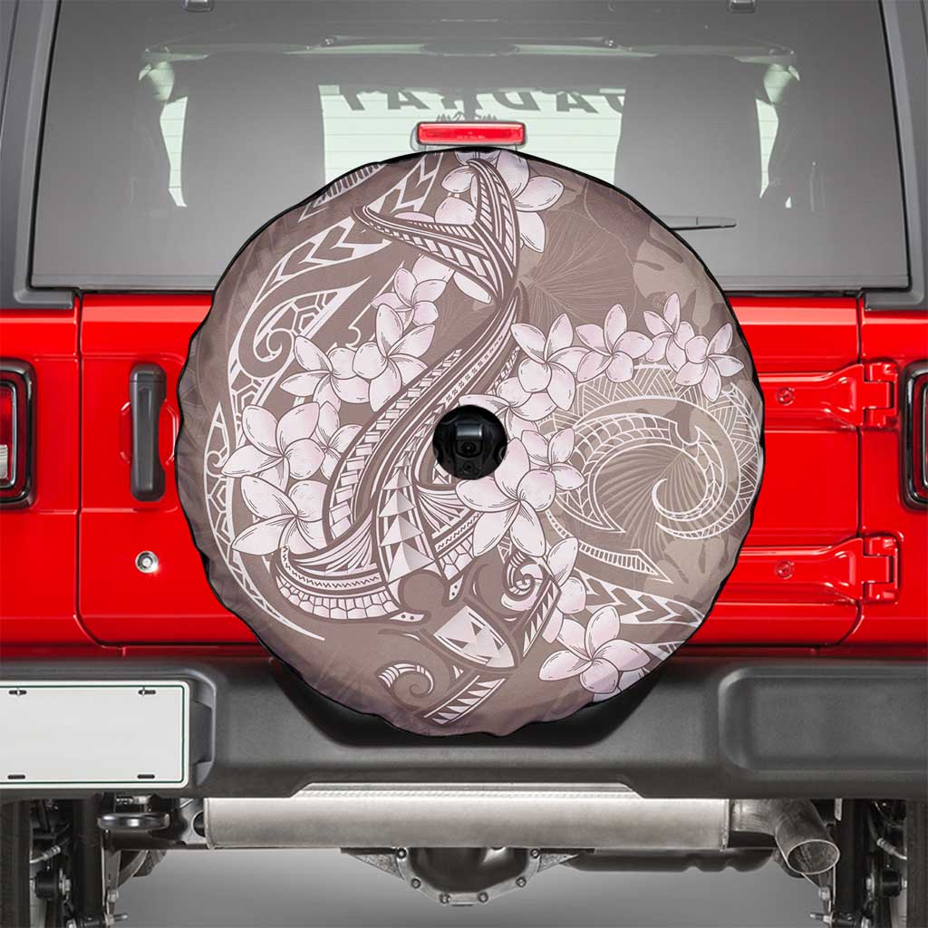 Polynesia Hammerhead Shark Tattoo With Plumeria Lei Spare Tire Cover
