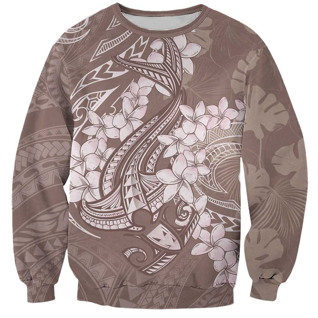 Polynesia Hammerhead Shark Tattoo With Plumeria Lei Sweatshirt