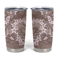 Polynesia Hammerhead Shark Tattoo With Plumeria Lei Tumbler Cup LT14 Mocha - Polynesian Pride