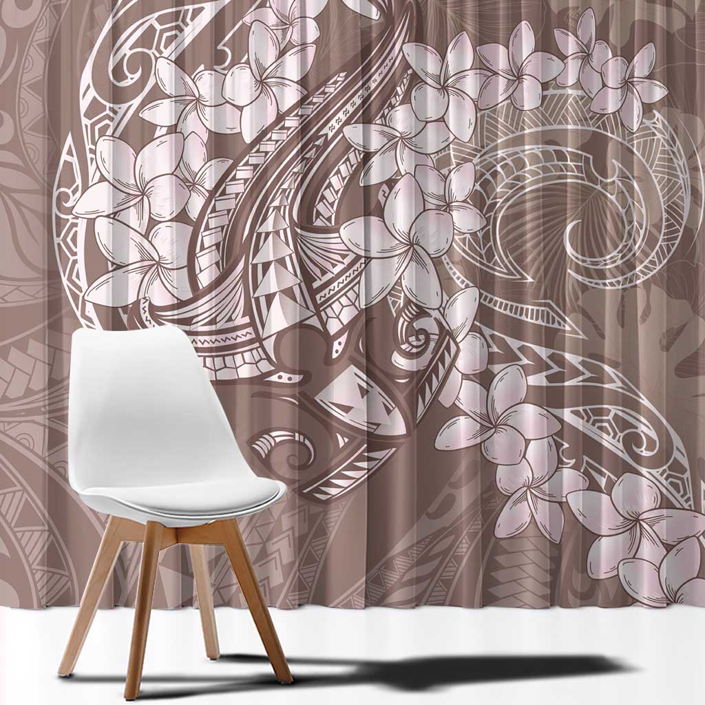 Polynesia Hammerhead Shark Tattoo With Plumeria Lei Window Curtain