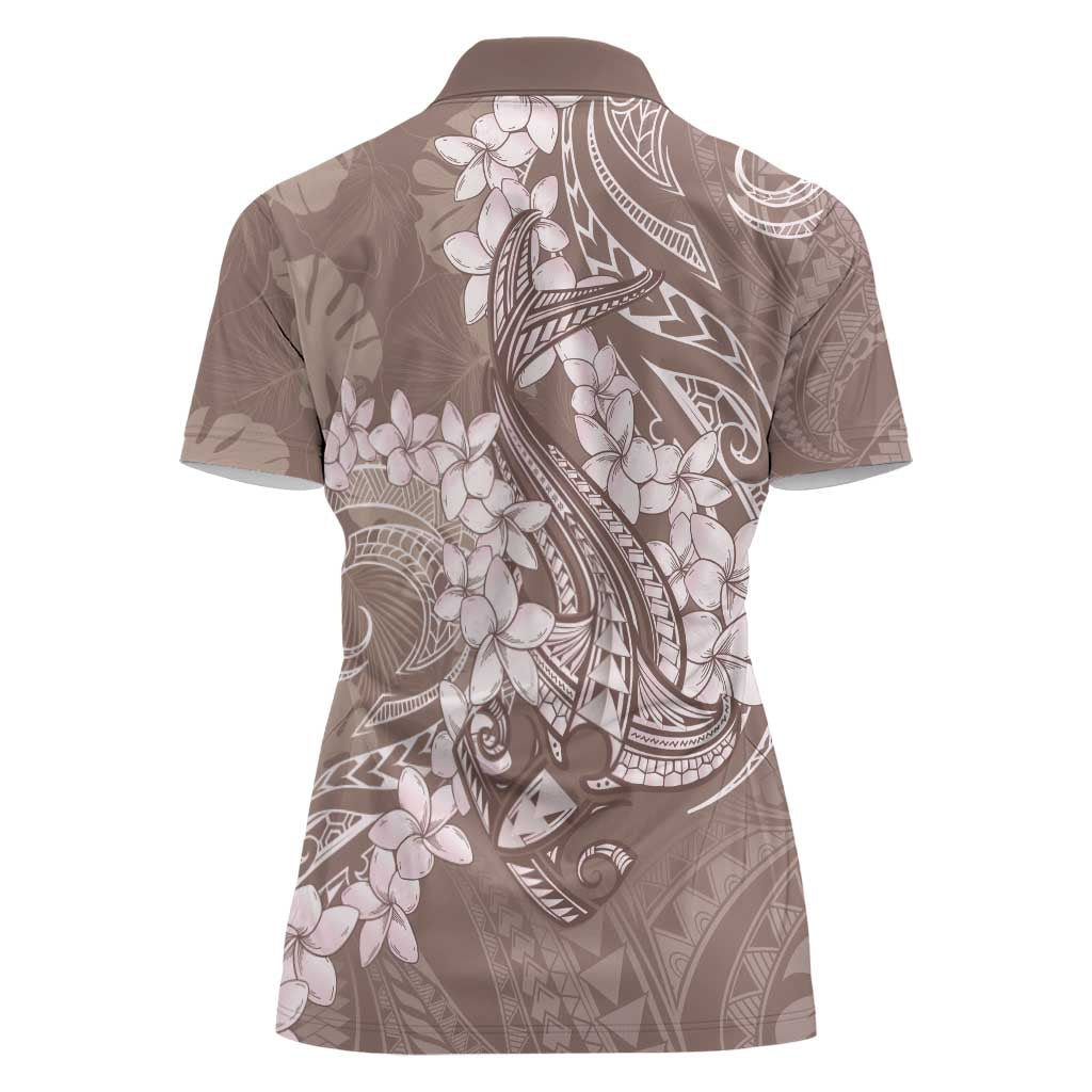 Polynesia Hammerhead Shark Tattoo With Plumeria Lei Women Polo Shirt