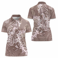 Polynesia Hammerhead Shark Tattoo With Plumeria Lei Women Polo Shirt