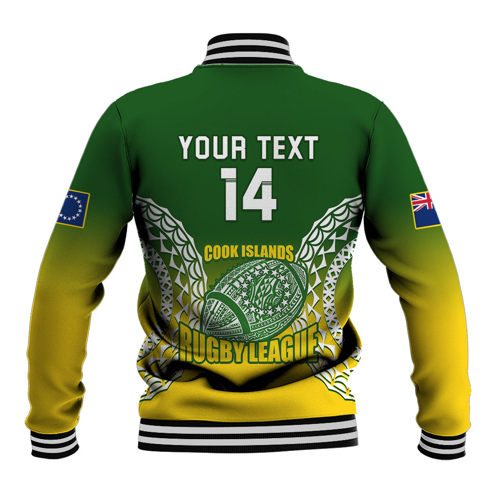 Personalised Cook Islands Rugby Baseball Jacket Pacific Go The Kukis Gradient Style LT14 - Polynesian Pride