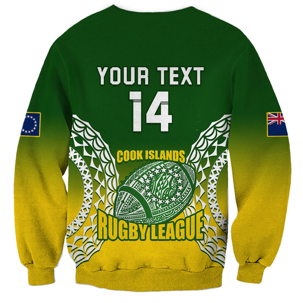 Personalised Cook Islands Rugby Sweatshirt Pacific Go The Kukis Gradient Style LT14 - Polynesian Pride