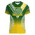 Personalised Cook Islands Rugby Women V Neck T Shirt Pacific Go The Kukis Gradient Style LT14 Female Green - Polynesian Pride