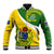 Personalised Cook Islands Rugby Baseball Jacket Pacific Go The Kukis Sporty Style LT14 Unisex Green - Polynesian Pride