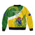 Personalised Cook Islands Rugby Sleeve Zip Bomber Jacket Pacific Go The Kukis Sporty Style LT14 - Polynesian Pride