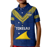 Personalised Tokelau Rugby Kid Polo Shirt Pacific Polynesian Pattern LT14 Kid Blue - Polynesian Pride