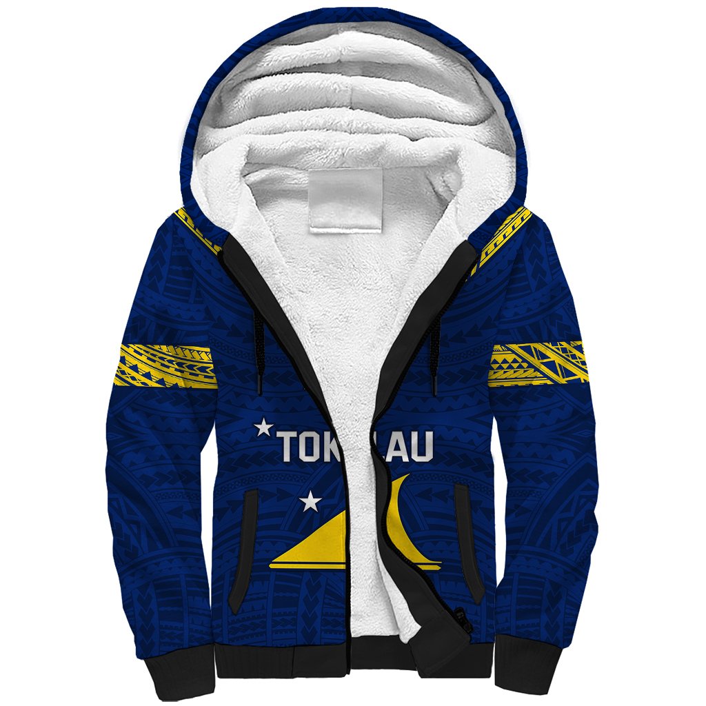 Personalised Tokelau Rugby Sherpa Hoodie Pacific Polynesian Pattern LT14 Unisex Blue - Polynesian Pride