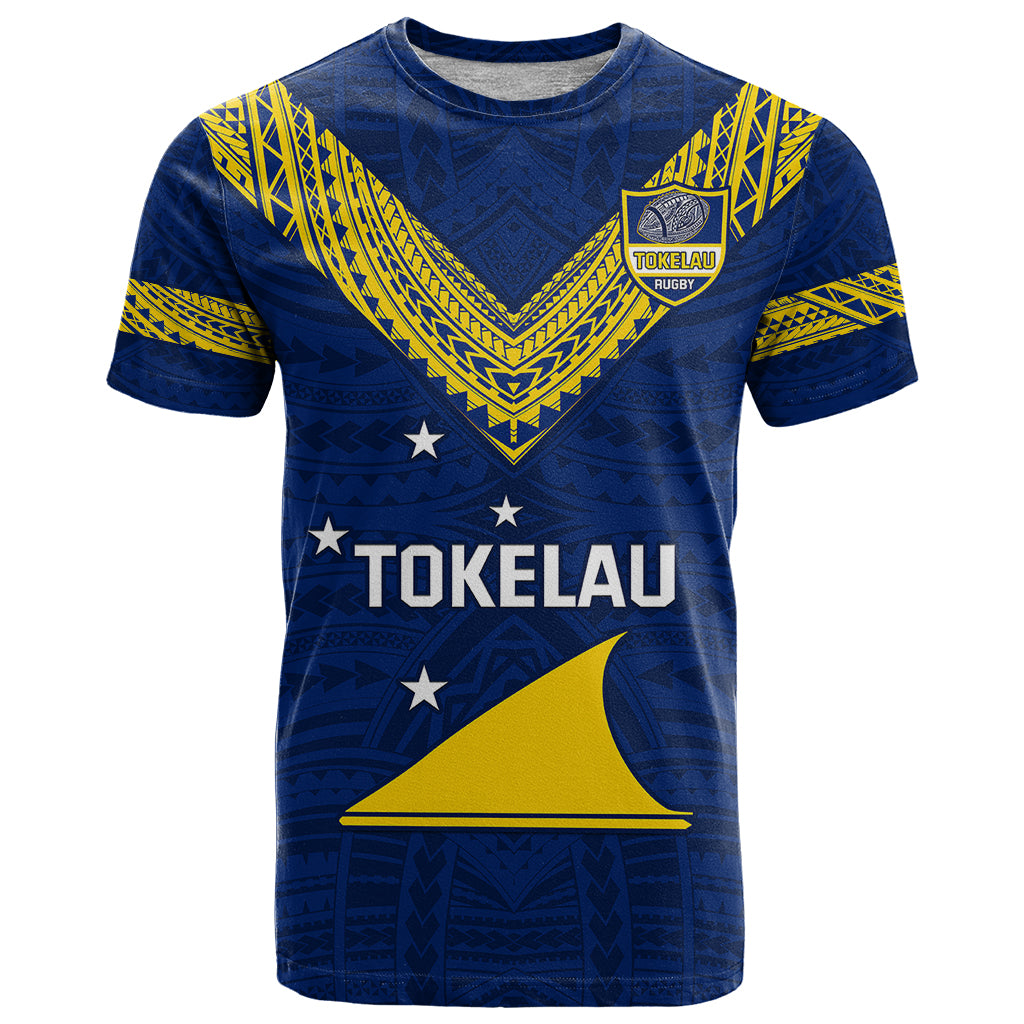 Custom Tokelau Rugby T Shirt Pacific Polynesian Pattern LT14 Blue - Polynesian Pride