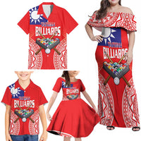 Personalised Taiwan Billiards Family Matching Off Shoulder Maxi Dress and Hawaiian Shirt Eight-ball Pool Polynesia Tattoo - Polynesian Pride