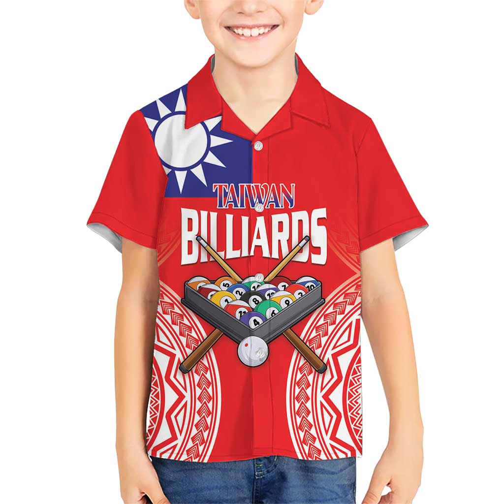 Personalised Taiwan Billiards Kid Hawaiian Shirt Eight-ball Pool Polynesia Tattoo - Polynesian Pride