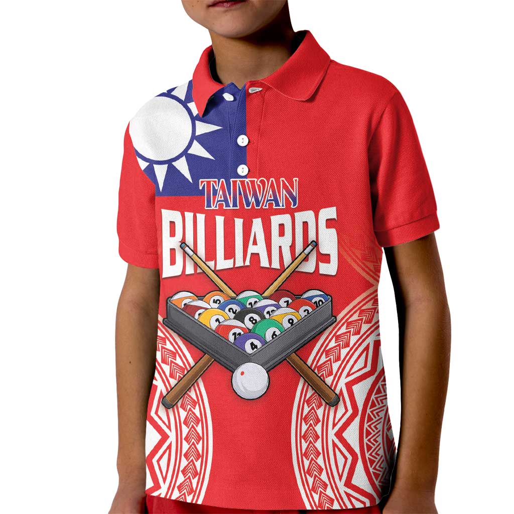 Personalised Taiwan Billiards Kid Polo Shirt Eight-ball Pool Polynesia Tattoo - Polynesian Pride
