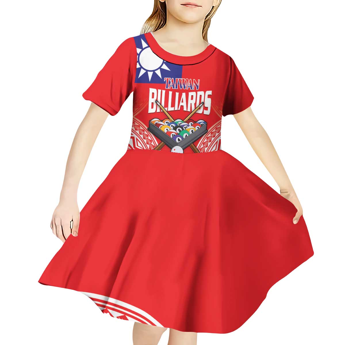 Personalised Taiwan Billiards Kid Short Sleeve Dress Eight-ball Pool Polynesia Tattoo LT14 - Polynesian Pride