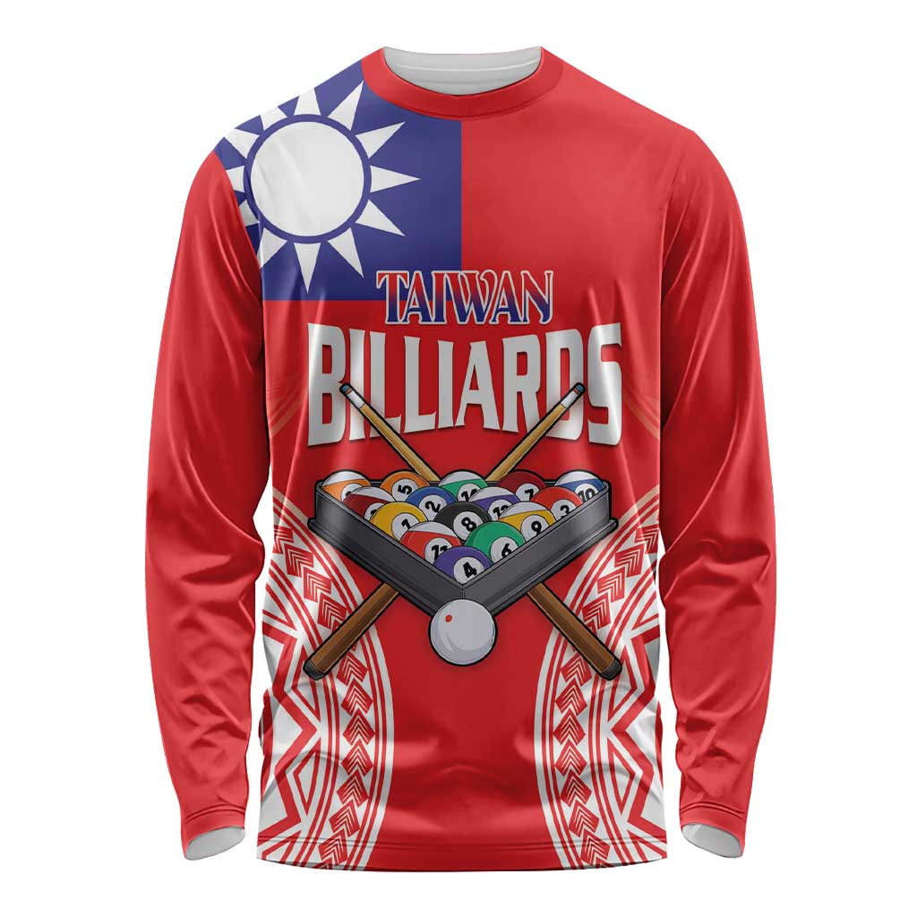 Personalised Taiwan Billiards Long Sleeve Shirt Eight-ball Pool Polynesia Tattoo - Polynesian Pride