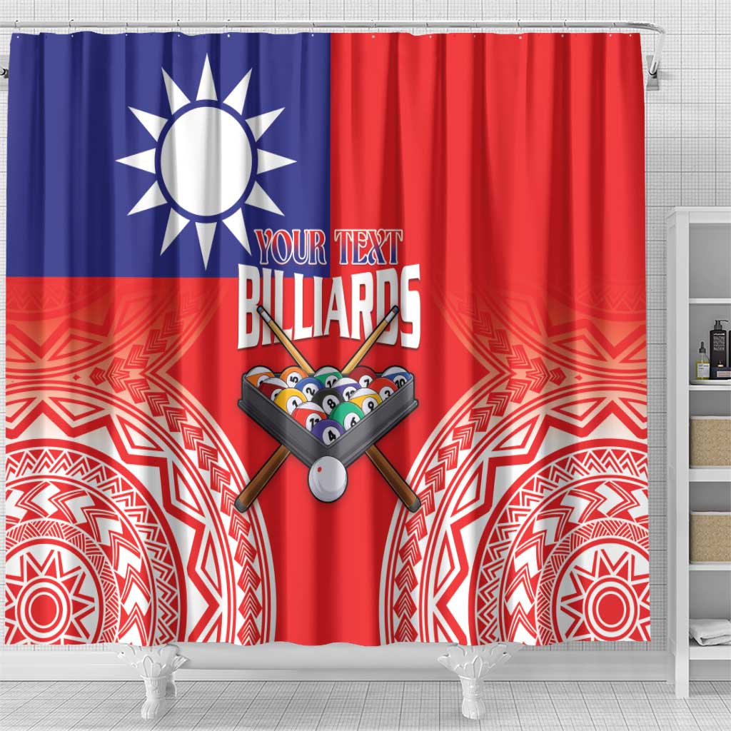 Personalised Taiwan Billiards Shower Curtain Eight-ball Pool Polynesia Tattoo - Polynesian Pride